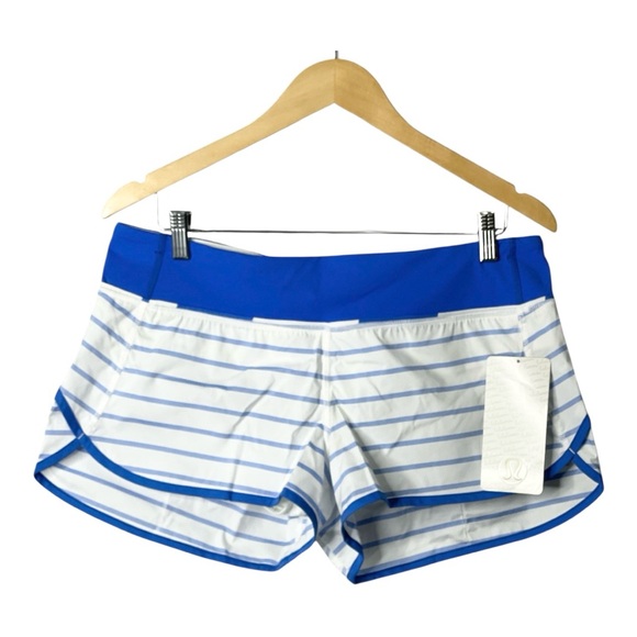 Lululemon Speed Shorts Deauville Stripe Blue and White Size 10 New